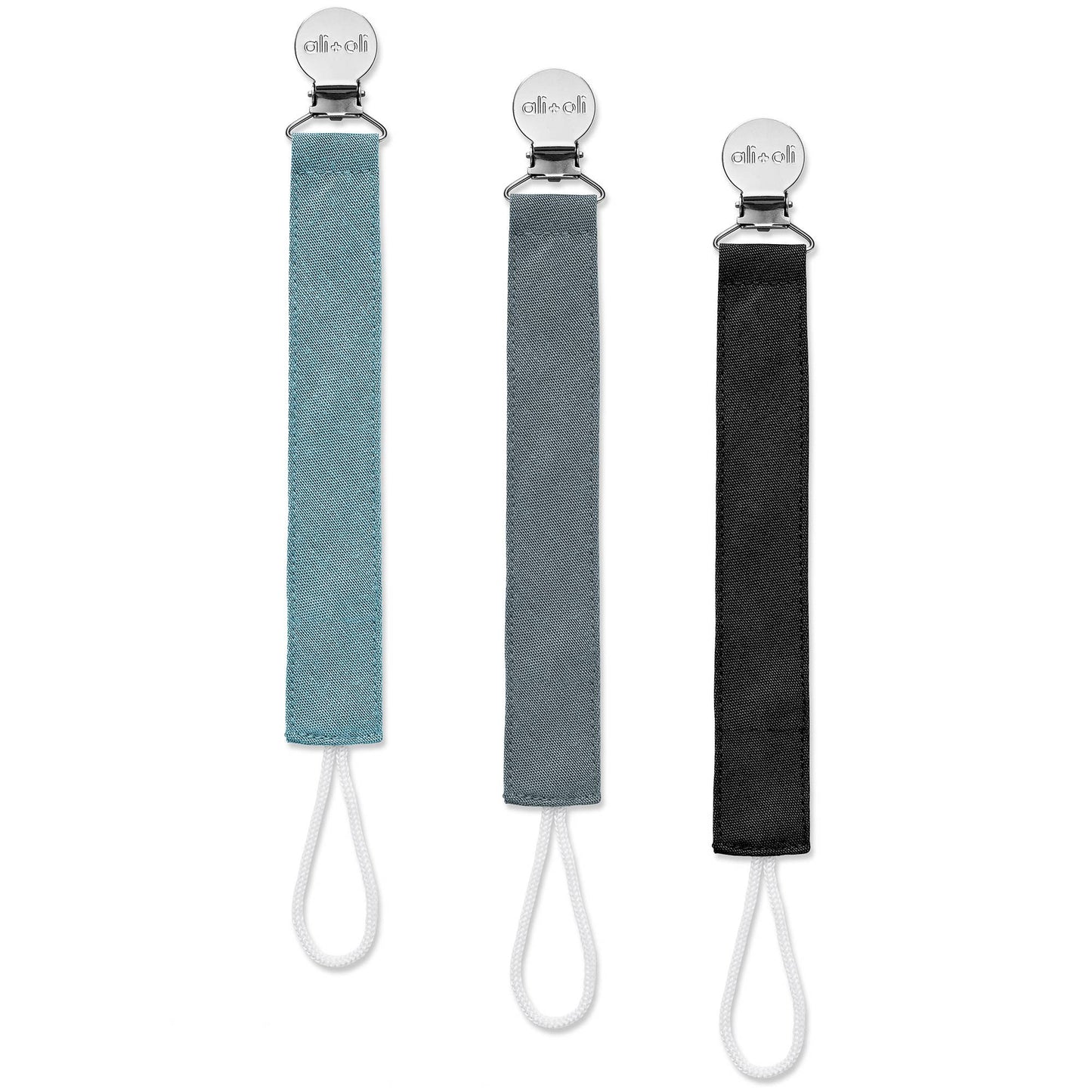 Ali+Oli Linen Pacifier Clips (set of 3)