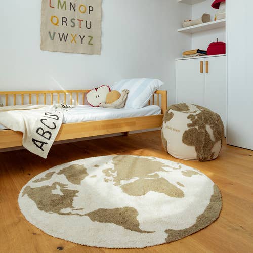 RugCycled washable rug World Map
