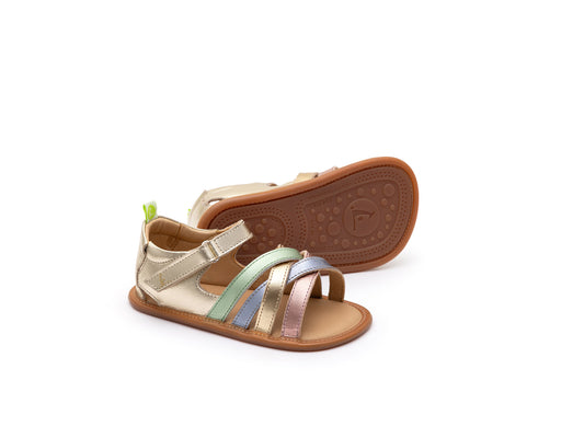 Toddler Sandals Criss Cross - Champagne/Metal Blue/Metal Green