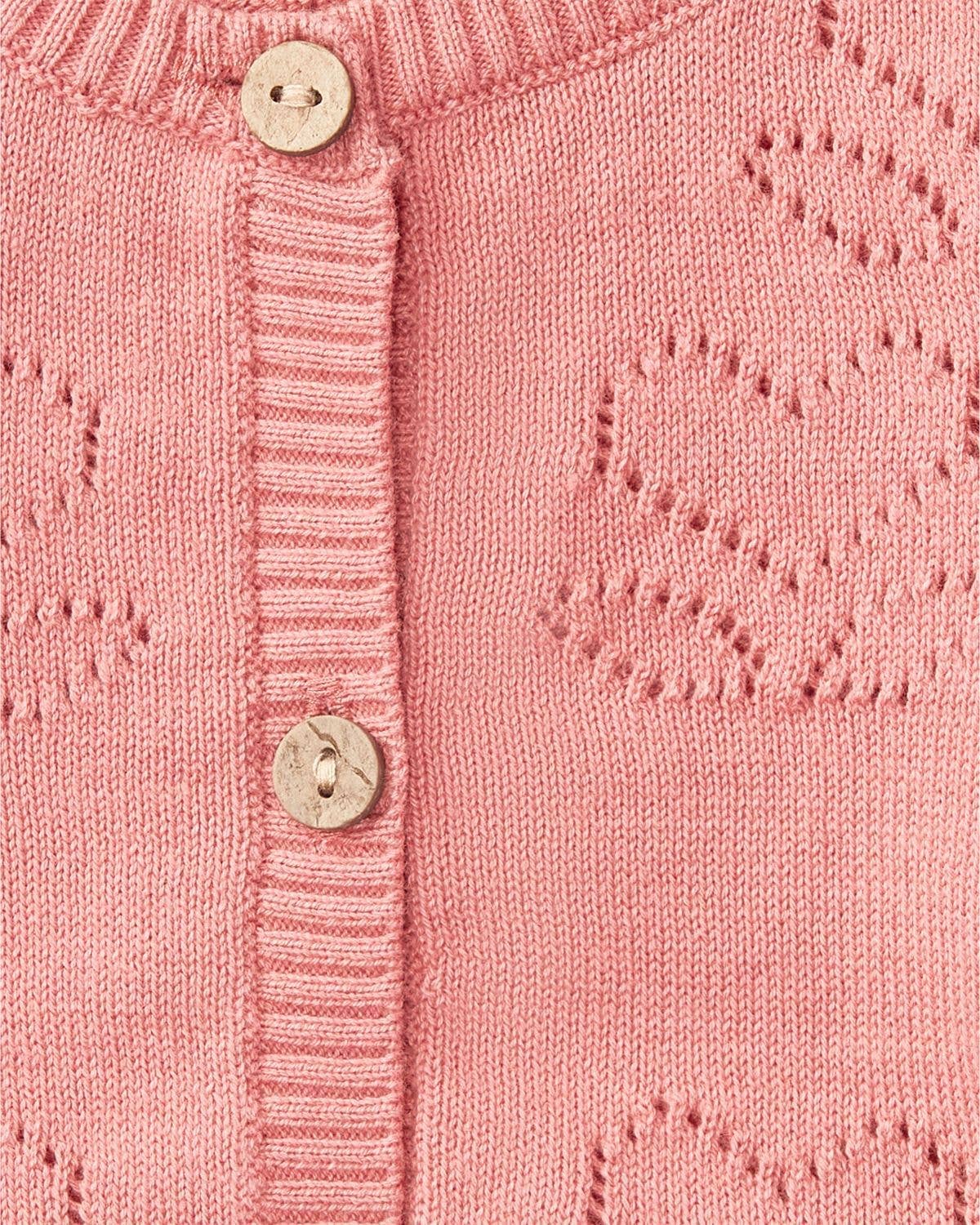 Heart Cardigan: Rose Pink / 12 Months