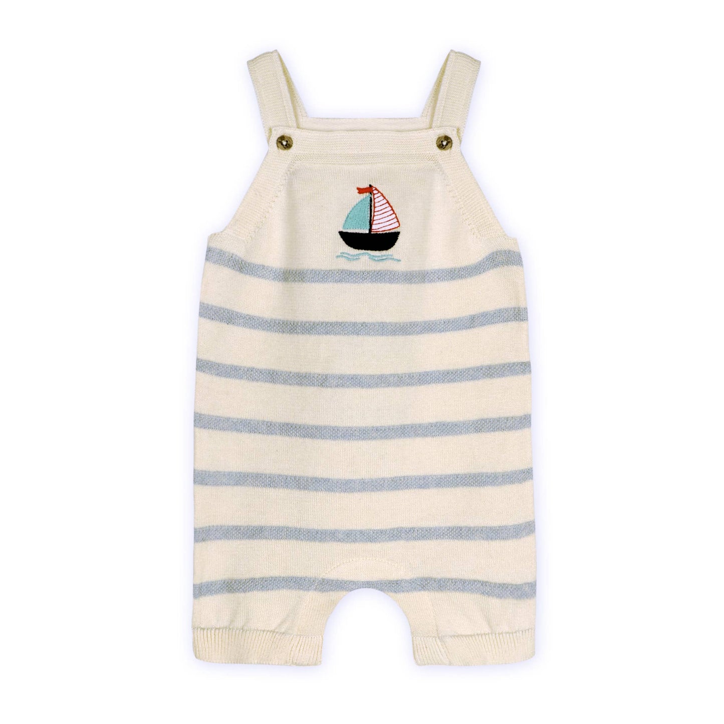 Sailboat Stripe Baby Knit Shortall Set (Organic Cotton)