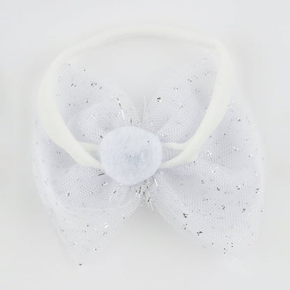 White/Silver Glinda Bow Nylon Headband