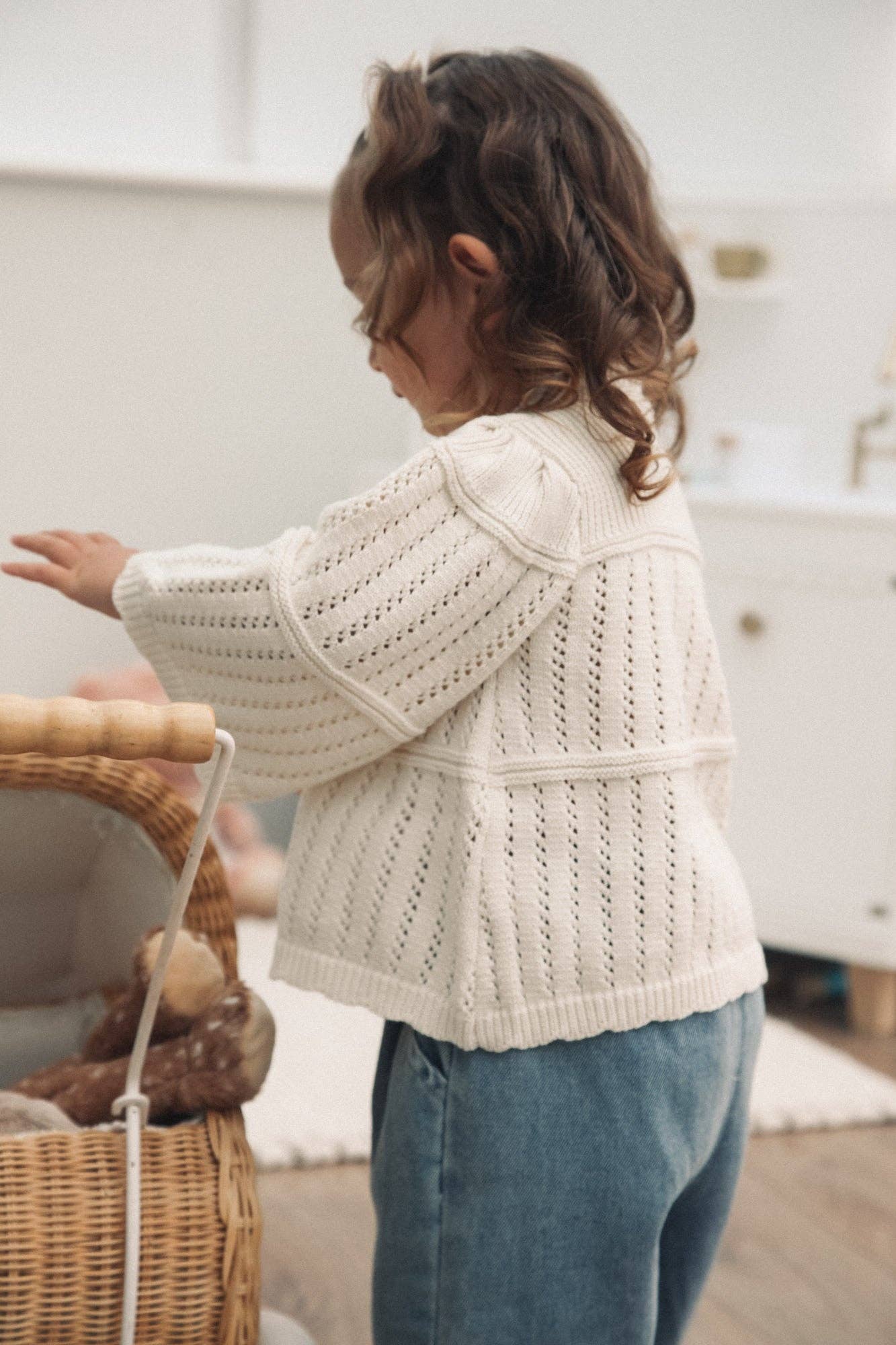 Cream Cotton Flare Sleeve Knit Jumper: 18-24m