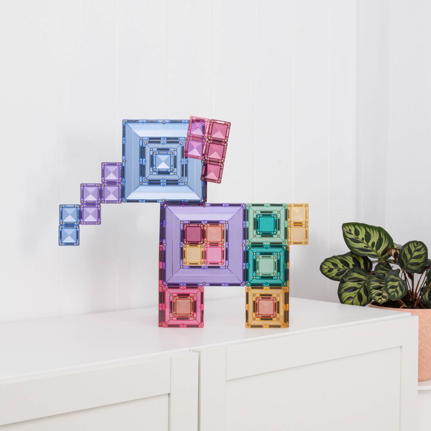 CONNETIX Magnetic Tiles Pastel Portal Pack, 48 Pieces