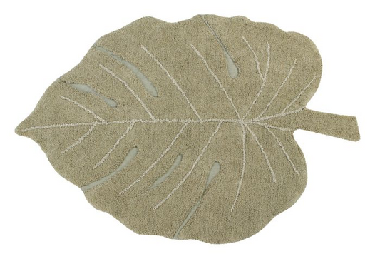 Washable Rug Monstera Olive: 5'11" x 4'