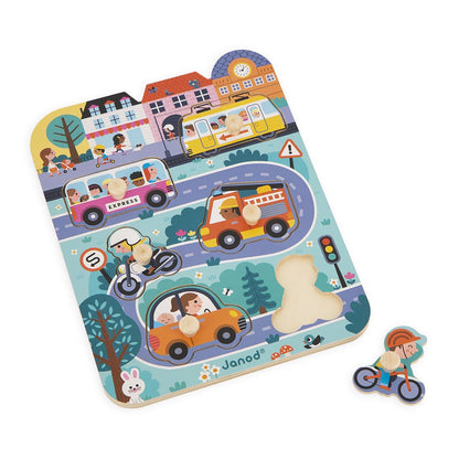 Peg Puzzle - In the Town | Fine motor skills