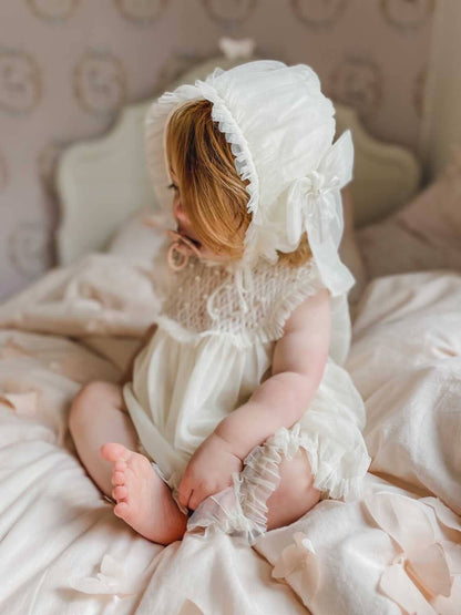 Bella Buttermilk Tulle Blouse and Bloomers Set: 12M