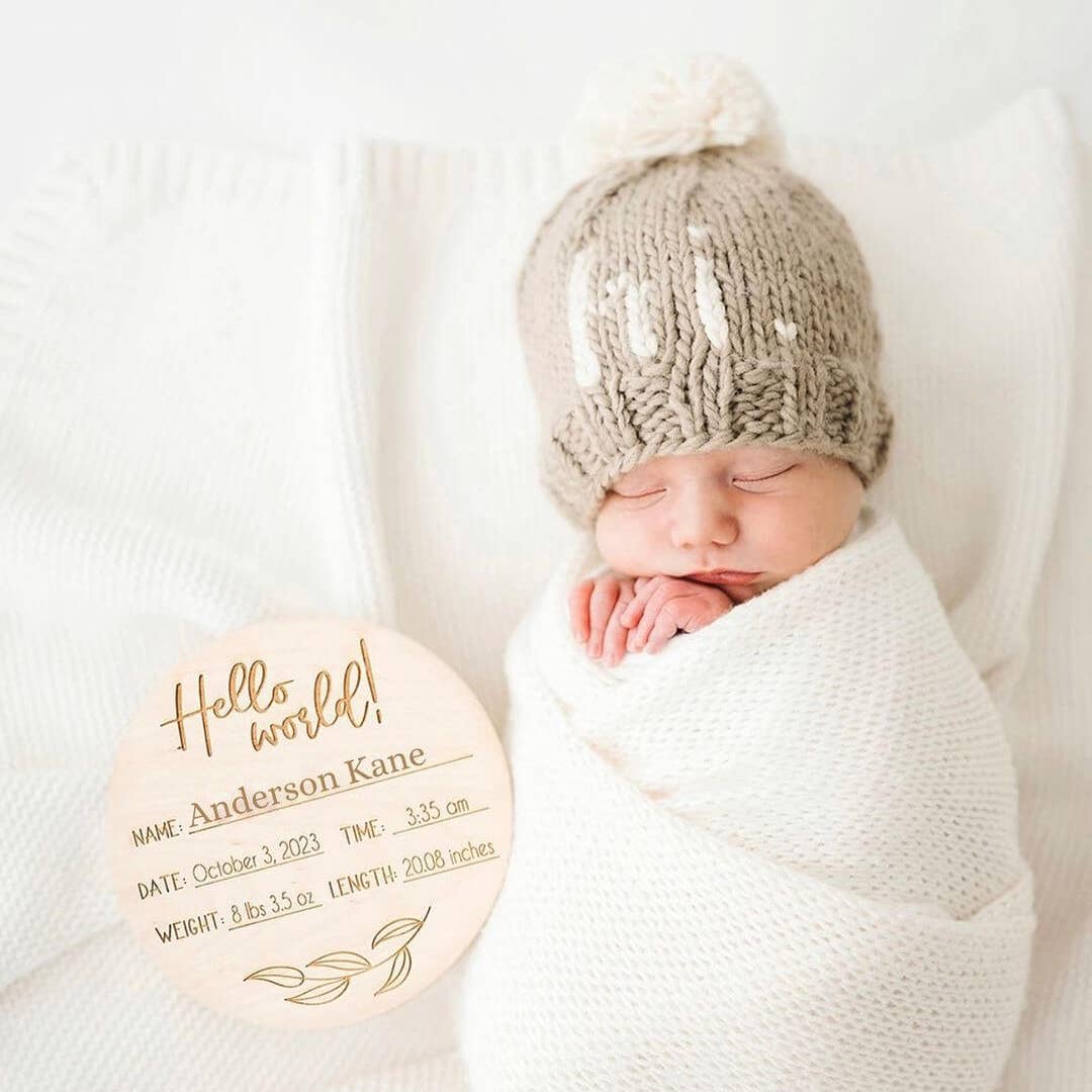 Hi. Pebble Brown Hand Knit Beanie Hat Baby & Kids: S (0-6 months)