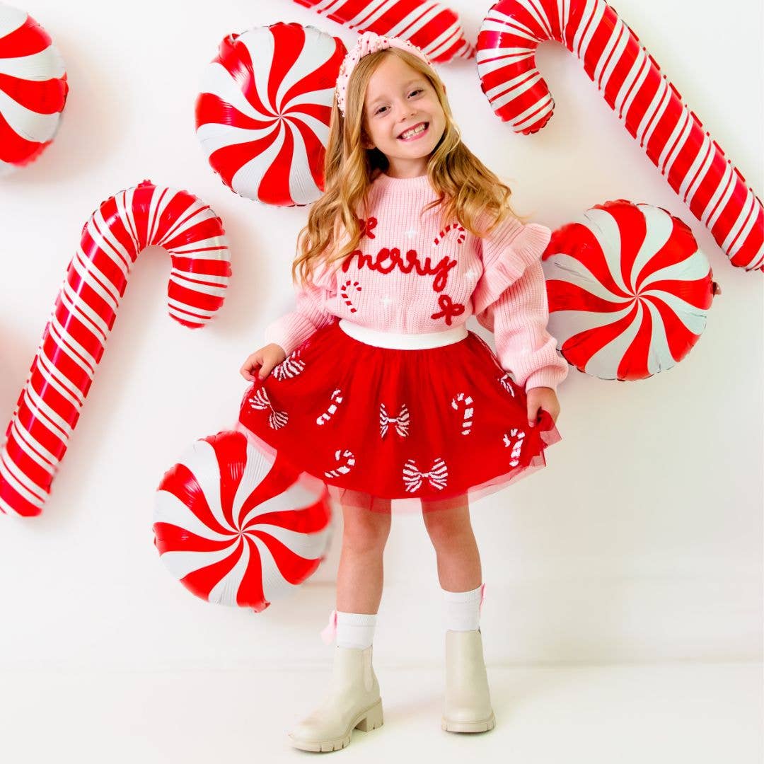 Candy Cane Coquette Sequin Christmas Tutu - Kids Clothing: 2-4Y