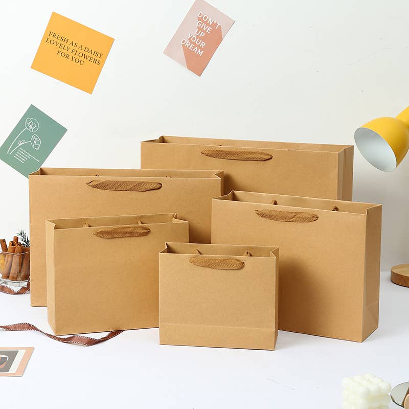 Horizontal Brown Thick Kraft Paper Gift Bag w/ free tissue: B1