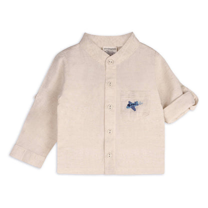 Portofino Baby Shirt & Pants Set (Organic Cotton): Natural / Navy / 12-18M