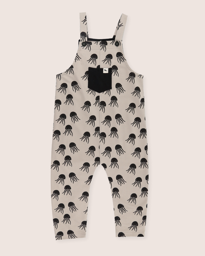 Jellyfish Print Dungarees: Sand / 3-4 Years