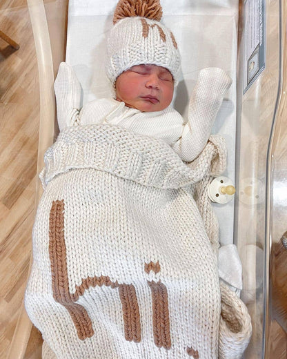 Hi. Hand Knit Baby Blanket Pecan: Pecan