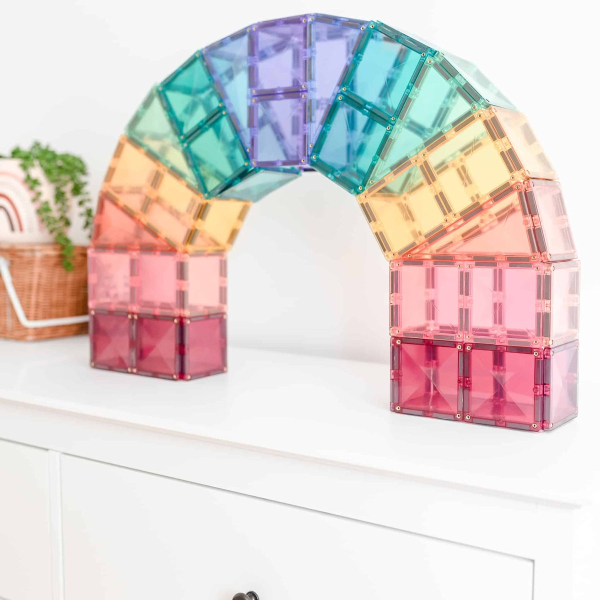 CONNETIX Magnetic Tiles Pastel Mega Pack, 202 Pieces