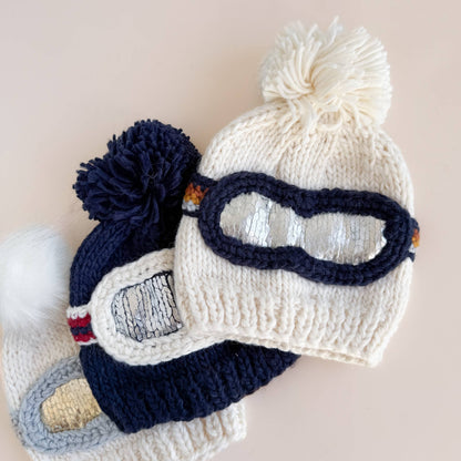 Ski Goggles Beanie, Retro Baby & Kids Winter Hat: M; 2-5yrs