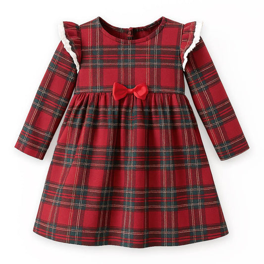 Christmas Bamboo Holiday Dress – Classic Red Plaid Charm: 18-24M
