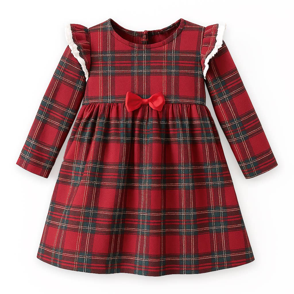 Christmas Bamboo Holiday Dress – Classic Red Plaid Charm: 2T