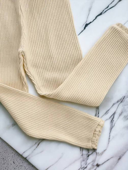 Annie & Charles® Organic Cotton Ruffle Leggings: Creamy white