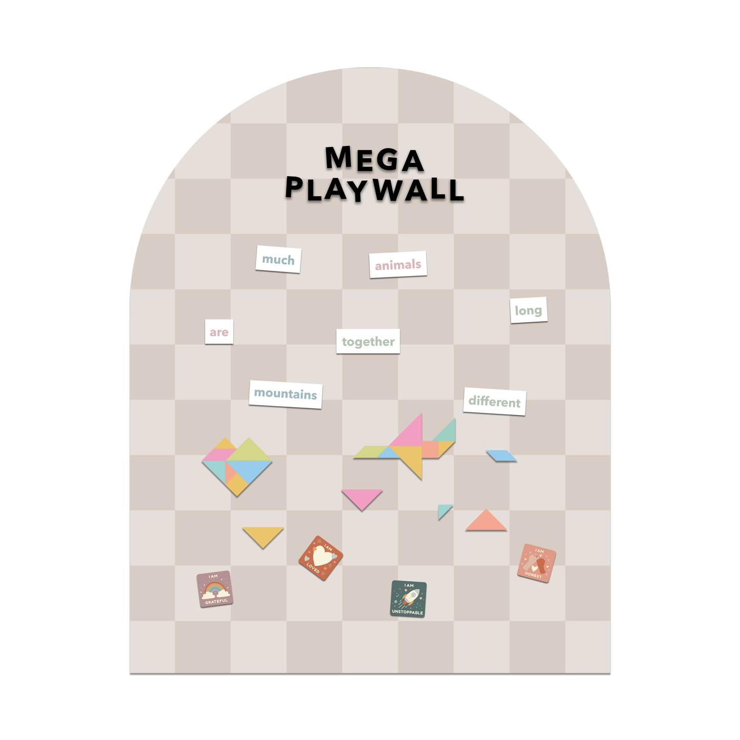 MEGA Magic Playwall - Arch Magnetic Wall Decal for Kids: Neutral Check