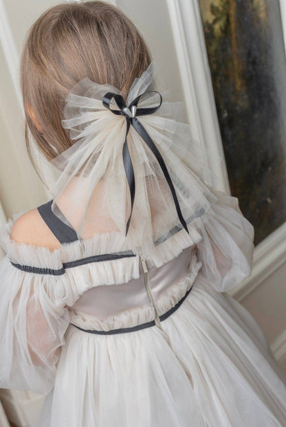 Mademoiselle Tulle Hair Bows: White