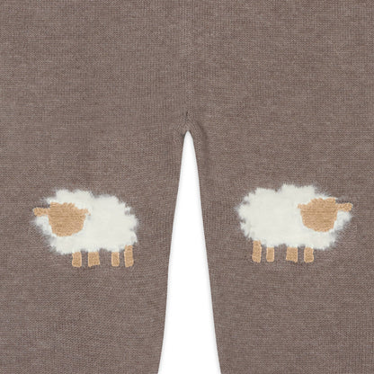 Sheep Jacquard Knit Baby Pullover & Pant SET Organic Cotton: Cocoa Heather / 12-18M