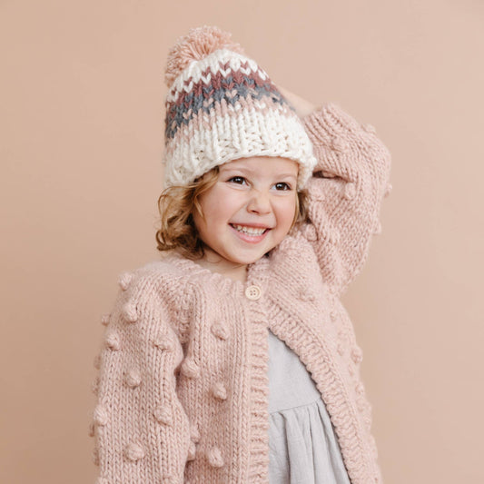 Popcorn Cardigan, Blush | Baby & Kids Valentine's Sweater: 6-12 mths