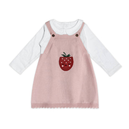 Strawberry Pocket Baby Knit Tunic Dress Set (Organic Cotton)