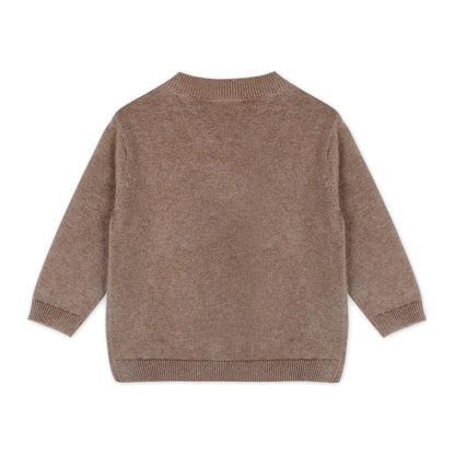 Sheep Jacquard Knit Baby Pullover & Pant SET Organic Cotton: Cocoa Heather / 12-18M