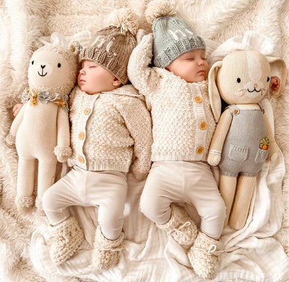 Hi. Surf Blue Hand Knit Beanie Hat: XS (newborn)