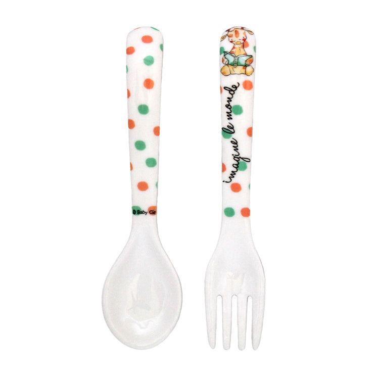 Fork Spoon Set - Giraffe, Imagine the World