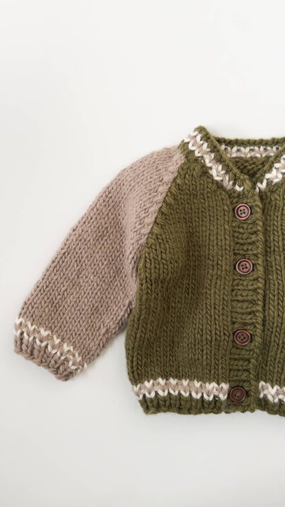 Varsity Cardigan Baby Kid Back to School Fall Team Sport: Moss / S 12-24m