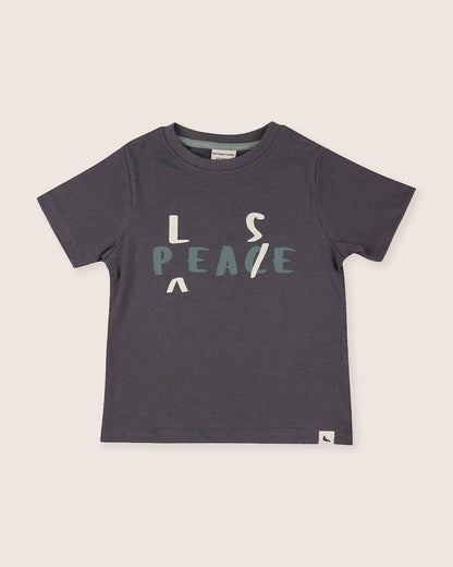 Peace Please T-Shirt: CHARCOAL / 1-2 Years