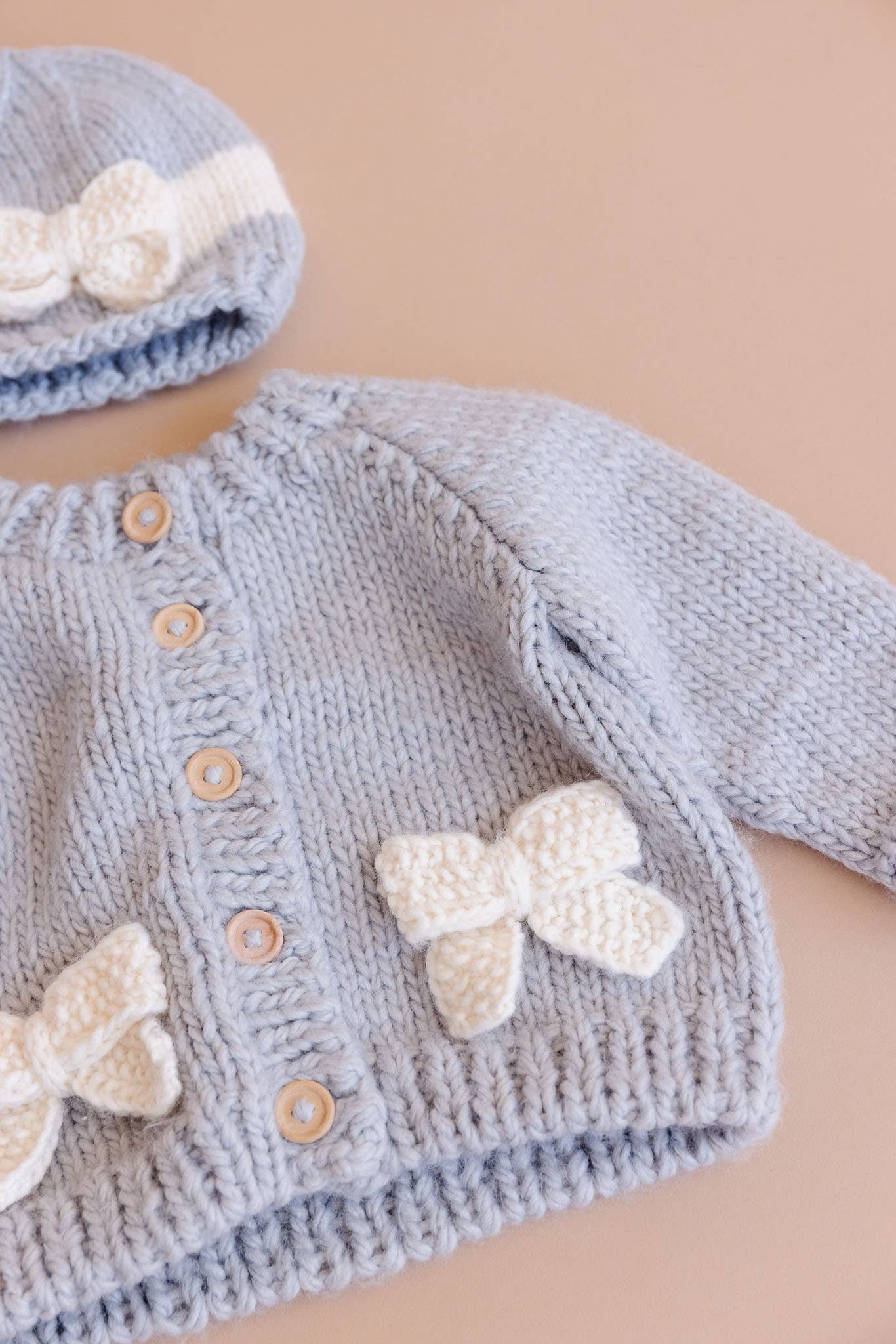 Bow Cardigan Baby Kid Sweater Fall Winter Holiday Christmas: Bowie Grey / S 12-24m