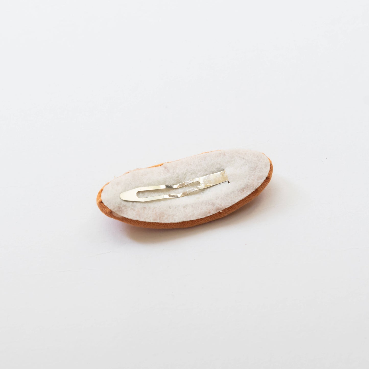 Oval Embroidered Floral Snap Hair Clips | Mustard