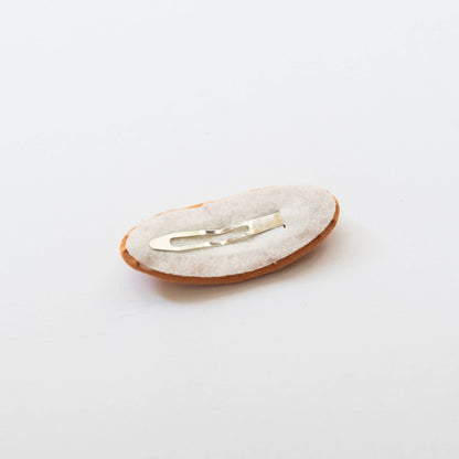 Oval Embroidered Floral Snap Hair Clips | Mustard