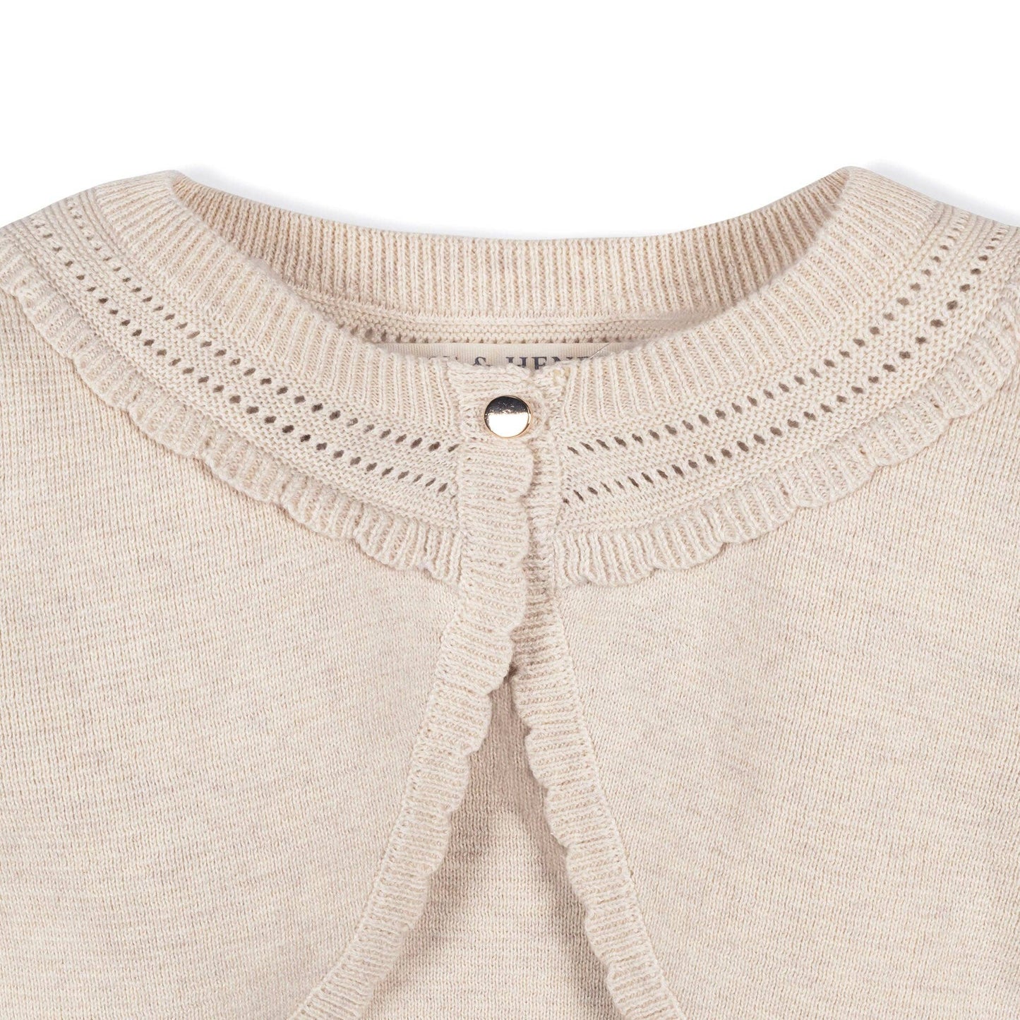 Organic Cropped Special Cardigan - Baby: Light Oatmeal Scallop / 18-24 Months