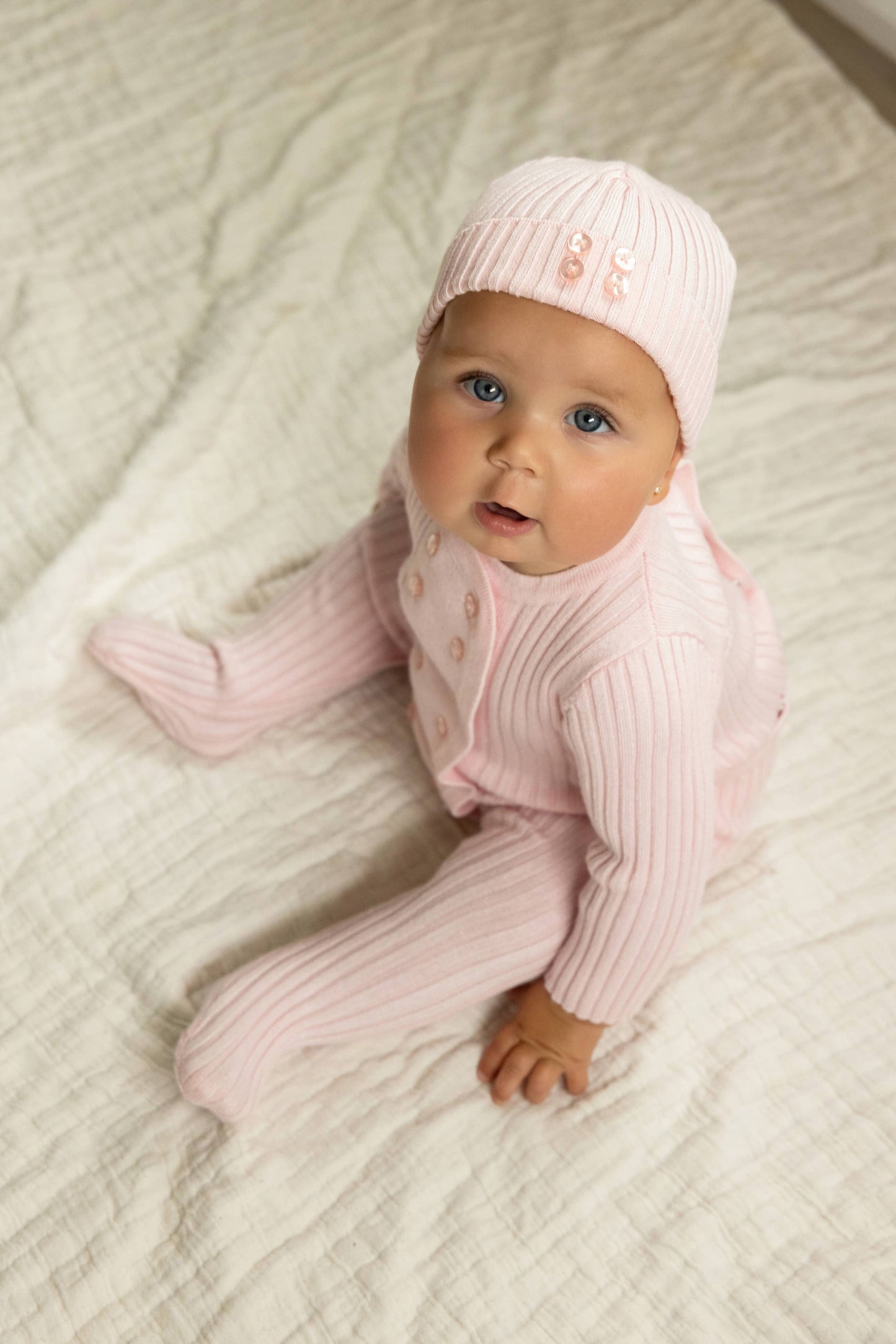 Sweater Rib 2 Pc Footie Set: Blue / 6-M