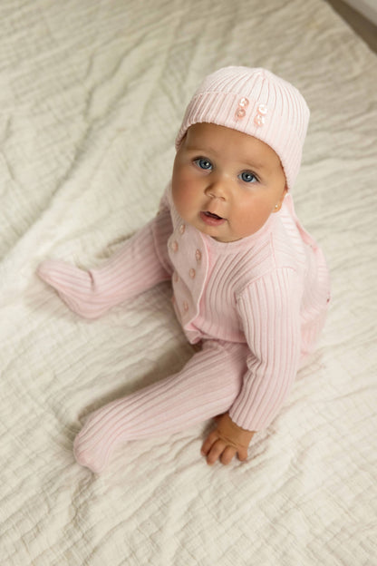 Sweater Rib 2 Pc Footie Set: Blue / 3 Months