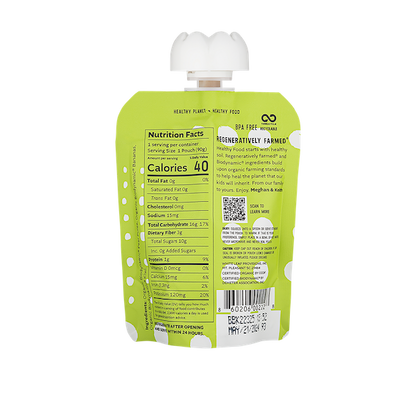 Organic Regenerative Pear+Banana+Kiwi Puree: 24 (90g) pouches