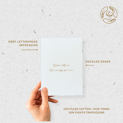 Welcome Little One | Baby Shower Greeting Card: Flat A2 Greeting Card. Blank on Back.