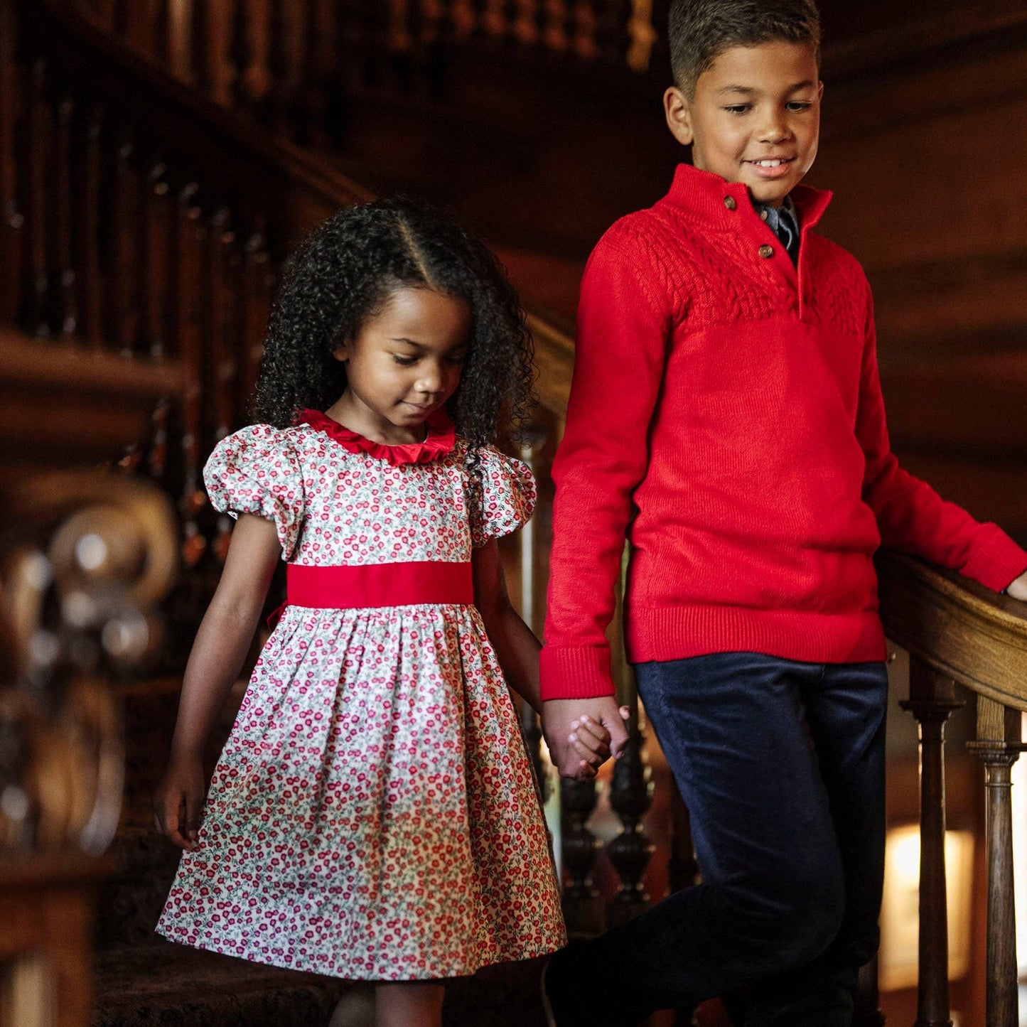 Organic Ruffle Collar Sateen Dress - Baby: London Floral / 12-18M