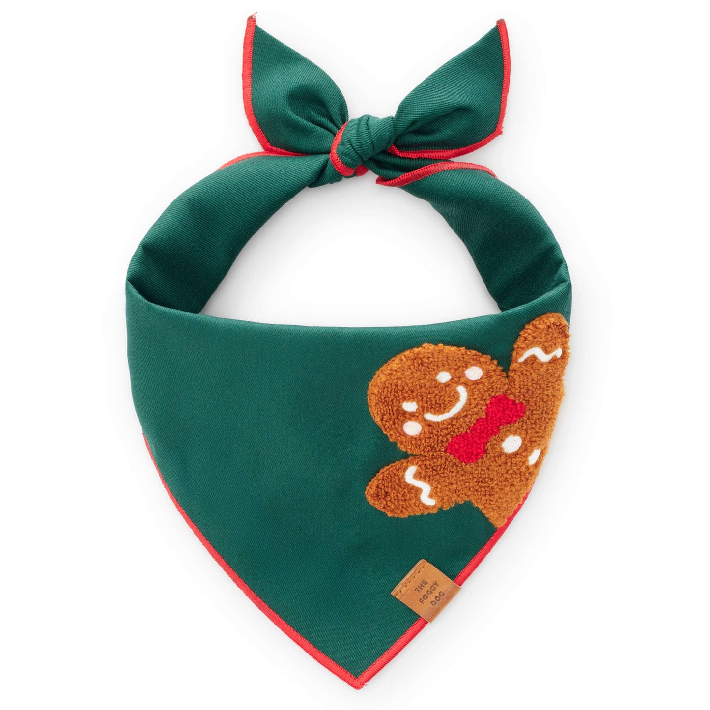 Gingerbread Man Applique Dog Bandana: Large