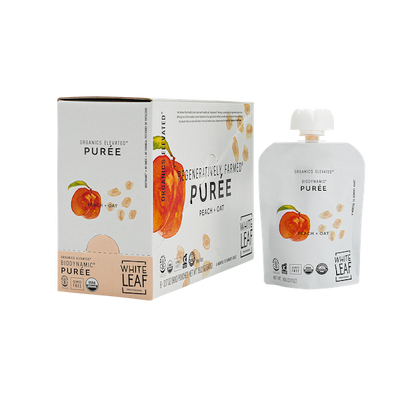 Organic Regenerative Peach+Oat Puree: 24 (90g) pouches