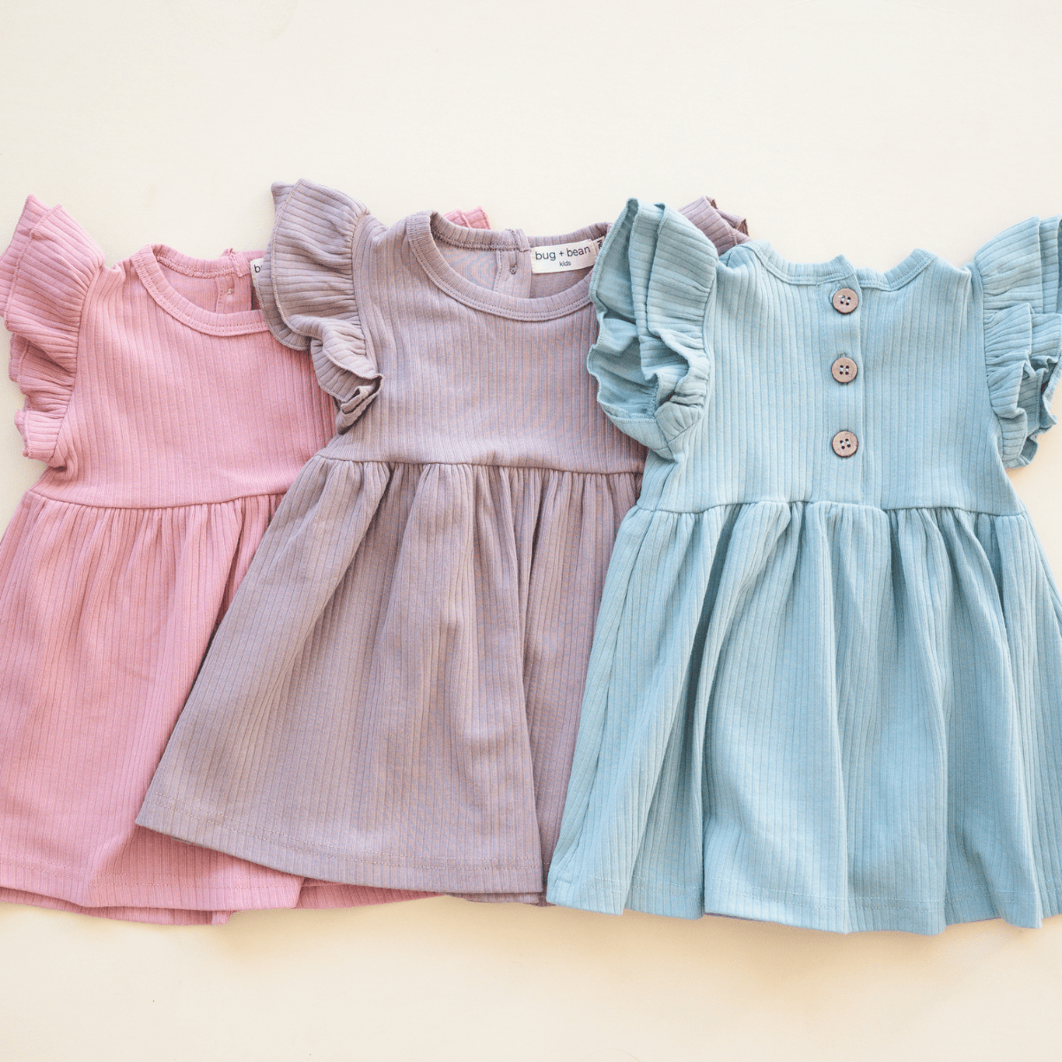 Organic Cotton Ruffle Dress | Mushroom: 3-6M