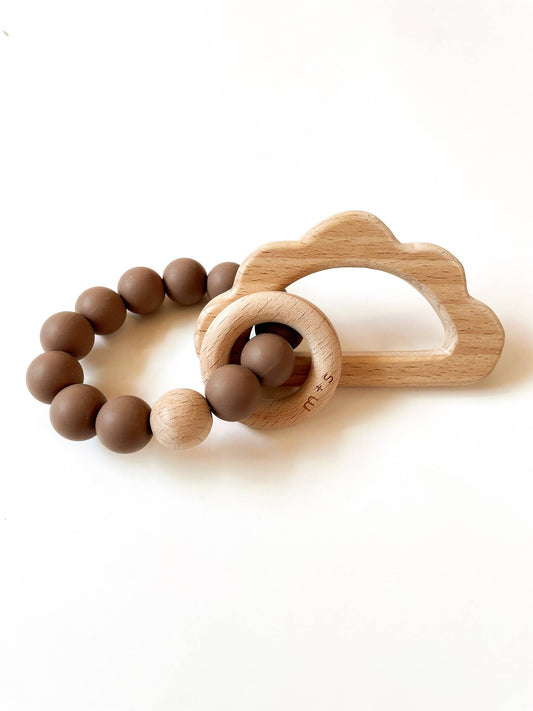Cloud Teether-Silicone and Beech Wood: Brown