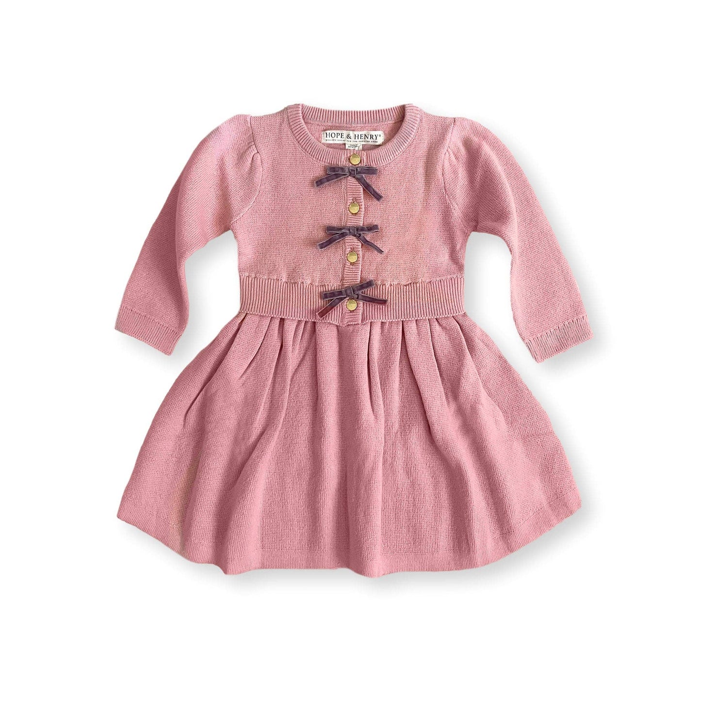 Organic Button Front Sweater Dress - Baby: Rose / 6-12M
