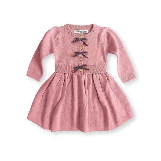 Organic Button Front Sweater Dress - Baby: Rose / 6-12M