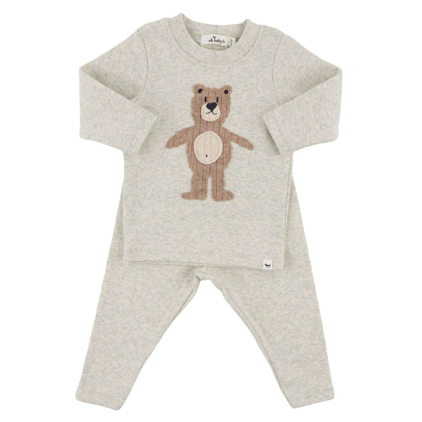 Shaggy Bear Applique L/S 2pc Set