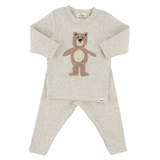 Shaggy Bear Applique L/S 2pc Set