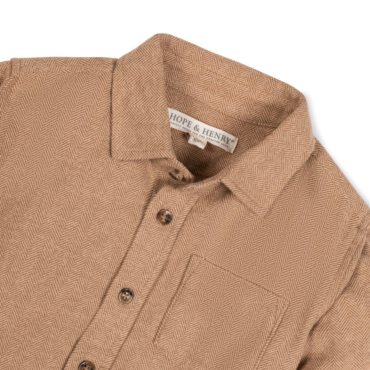 Organic Flannel Shirt: Camel Herringbone / XS (4)